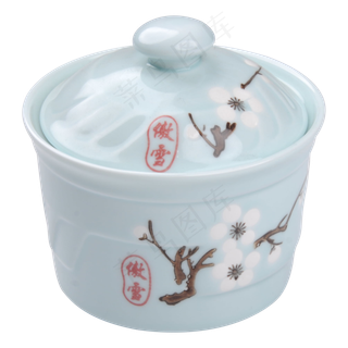 蓝色梅花带盖炖盅