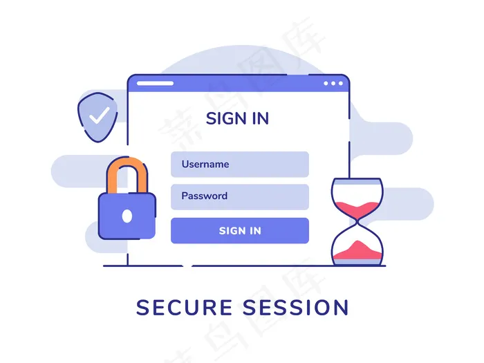 安全会话概念登录用户名密码计算机挂锁屏蔽白色隔离背景eps,ai矢量模版下载