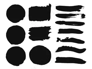 收集黑色手绘水彩笔笔刷，粗线条效果元素