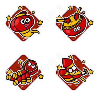 无厘头红色新年图标