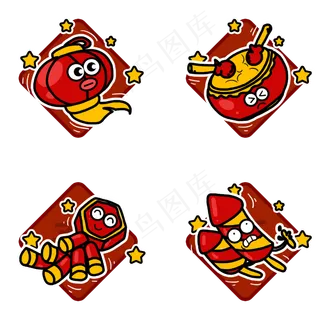 无厘头红色新年图标