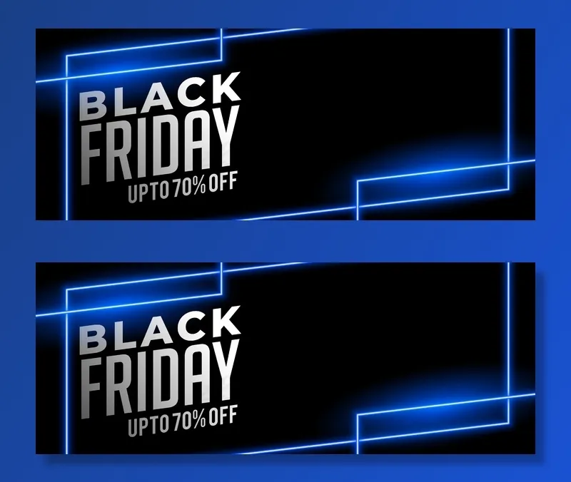 黑色星期五蓝色霓虹灯销售横幅banner设计eps,ai矢量模版下载