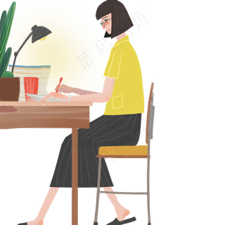 卡通老师在写字