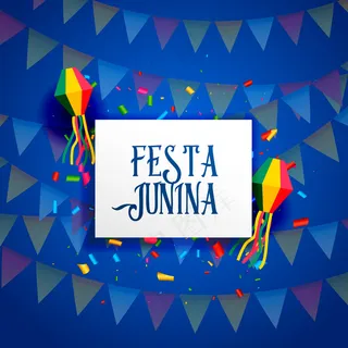 带花环的蓝色junina节日设计