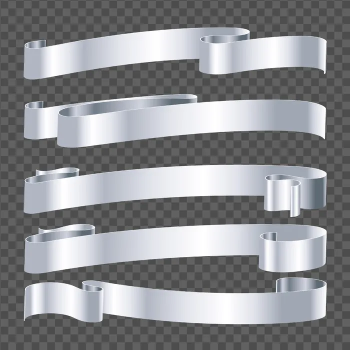 在透明背景上隔离的银丝带eps,ai矢量模版下载