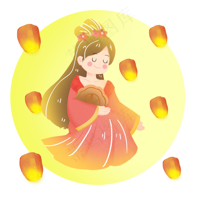 中秋节嫦娥赏花灯素材