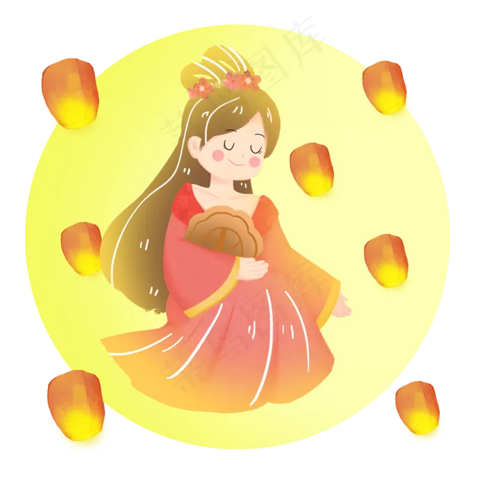 中秋节嫦娥赏花灯素材(2000X2000(DPI:300))psd模版下载