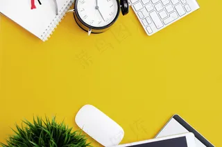 办公用品工作区，俯视图