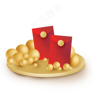 中国风红包和金球