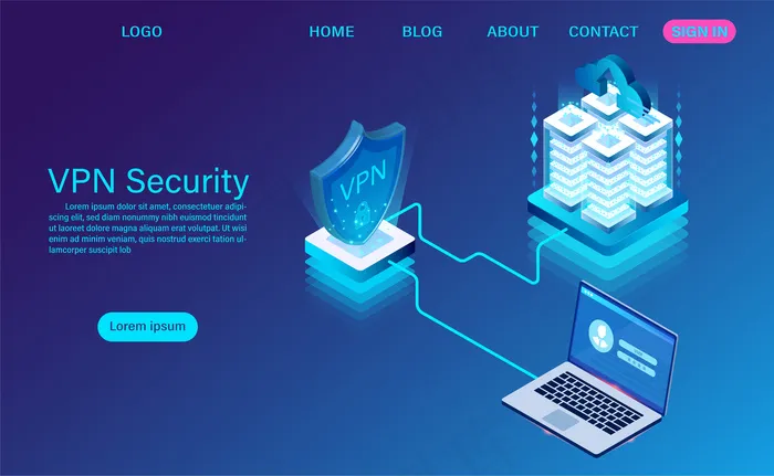 虚拟专用网安全技术等轴测登录页eps,ai矢量模版下载