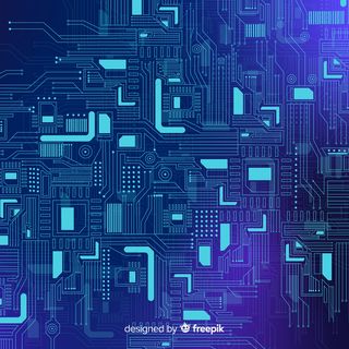 逼真的蓝色电路板背景