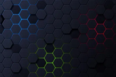 带渐变色的深色六边形背景