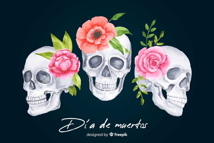 水彩dia de muertos背景eps,ai矢量模版下载