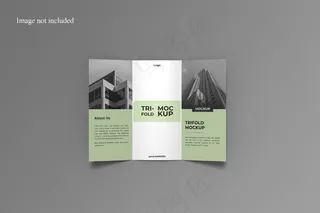 打开的三折页小册子模型样机