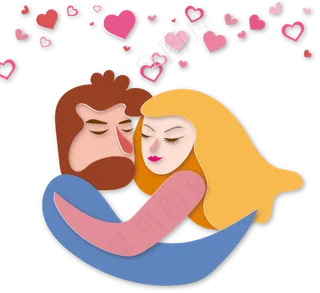 情人节情侣拥抱简约立体剪纸