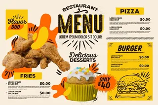 快餐数字水平餐厅菜单