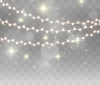 明亮美丽的灯光。发光的花环照亮了装饰品。