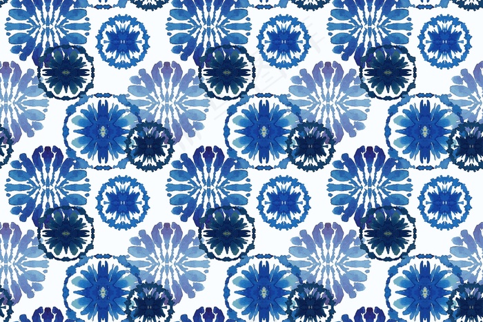 水彩画传统shibori图案