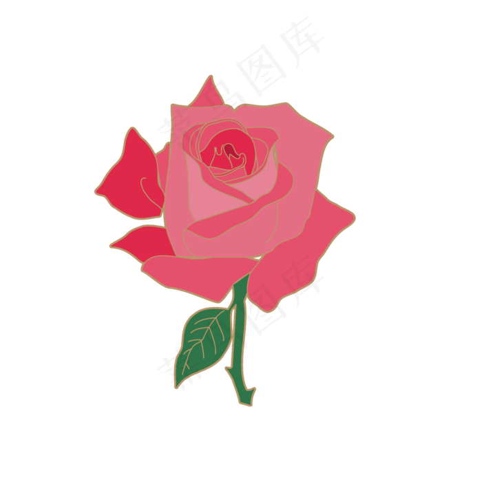 七夕情人节手绘玫瑰花