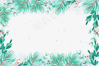 水彩圣诞树枝背景