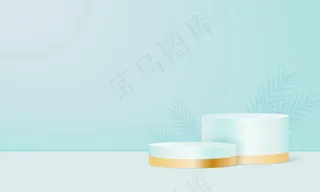 薄荷粉背景产品展示架