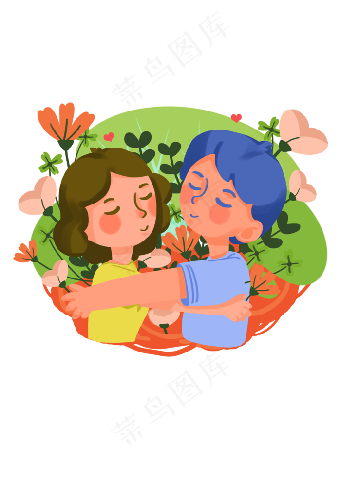 手绘时尚卡通情侣