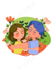 手绘时尚卡通情侣