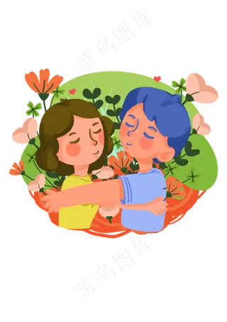 手绘时尚卡通情侣