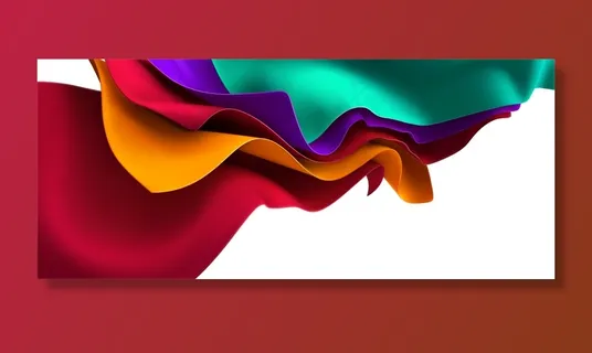 彩色流苏织物。抽象背景。3d插图。波浪状分层织物。流动的丝质布料。