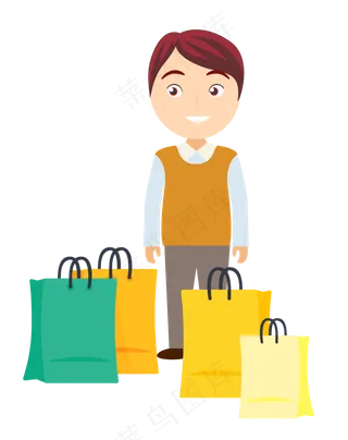 双十一男买家顾客卡通