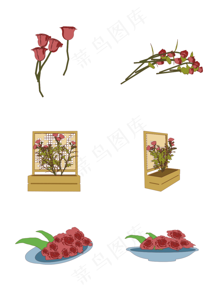 简约扁平卡通七夕情人节花朵花卉