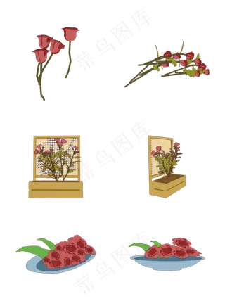 简约扁平卡通七夕情人节花朵花卉