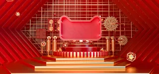 红金色电商banner场景