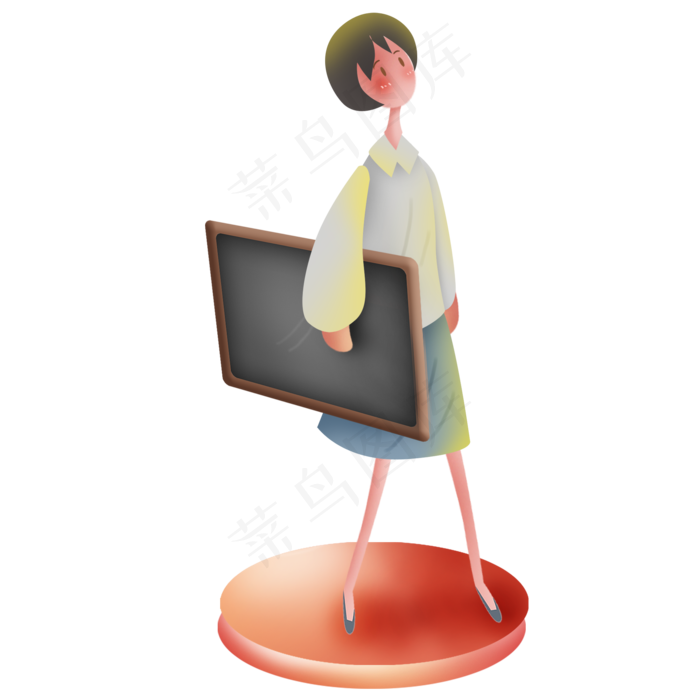 拿黑板的女教师