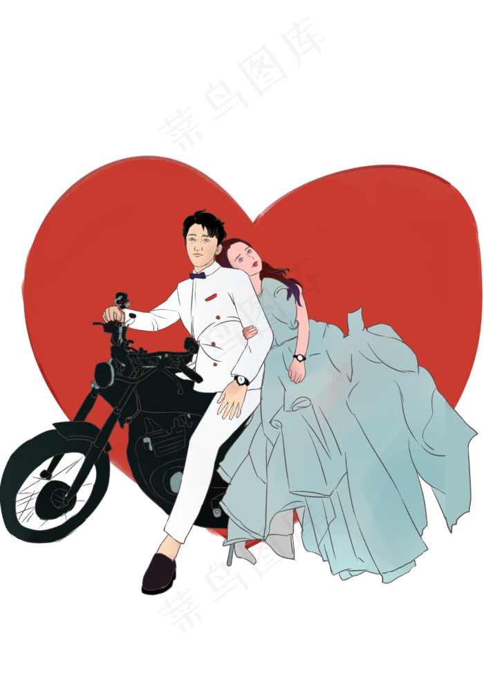 七夕骑着摩托兜风的情侣