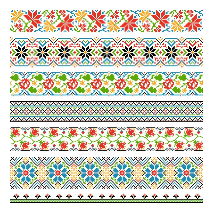 乌克兰民族国家边境无缝刺绣针绣图案eps,ai矢量模版下载