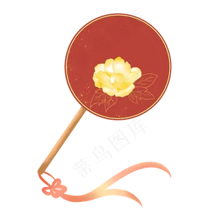 红色牡丹刺绣古风扇子