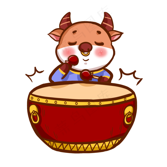 新年牛年国潮大鼓