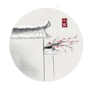 手绘中国风24节气大雪小寒墙边 手绘中国风24节气大雪小寒墙边