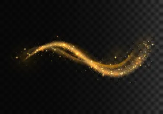 透明背景上的金粒子波