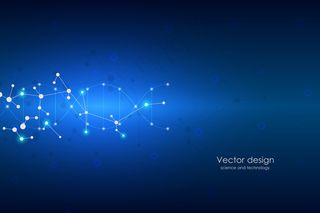摘要分子背景、遗传和化合物、与点相连的线、医学、技术和科学概念，