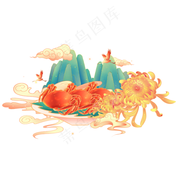 国潮重阳节螃蟹