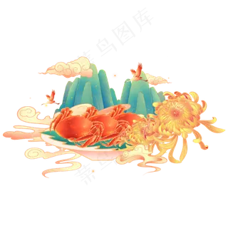 国潮重阳节螃蟹