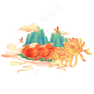 国潮重阳节螃蟹