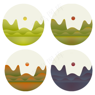 四季山水风景PNG图片