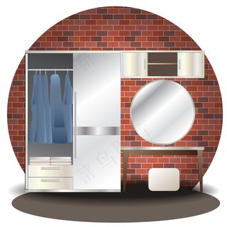 带背景的室内更衣室立面图