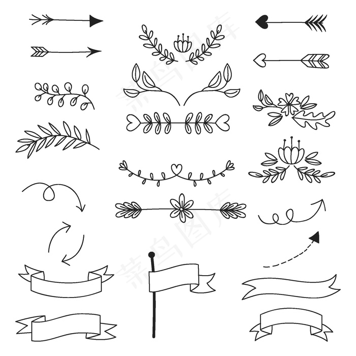 手绘装饰元素包eps,ai矢量模版下载