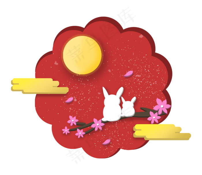 中秋节月亮中秋佳节兔子圆月云(2732X2362(DPI:300))psd模版下载