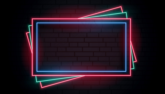 堆叠式设计中的彩色霓虹灯框架