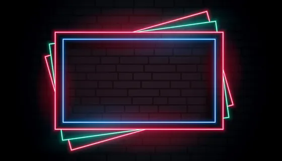 堆叠式设计中的彩色霓虹灯框架